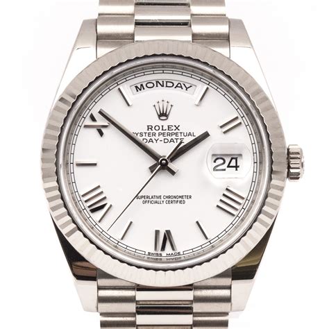 pre owned rolex president white gold|rolex presidential white gold.